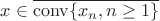 $x\in\overline{\mathrm{conv}\{x_n,n\ge 1\}}$