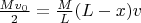 $\frac{Mv_0}{2} = \frac{M}{L}(L-x)v$