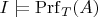 $I\models\mathrm{Prf}_T(A)$