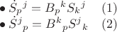 $\begin{array}{lc}\bullet\; \dot S_p{}^j = B_p{}^k S_k{}^j&(1)\\\bullet\; \dot S^j{}_p = B^k{}_p S^j{}_k&(2)\end{array}$