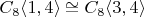 $C_8 \langle 1, 4 \rangle \cong C_8 \langle 3, 4 \rangle$