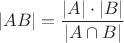 $$\left | AB \right |=\frac{\left | A \right | \cdot \left |B \right |}{\left |A \cap B \right |}$$