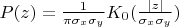 $P(z)=\frac{1}{\pi \sigma_x \sigma_y}K_0(\frac{|z|}{\sigma_x \sigma_y} )$