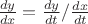 $\frac{dy}{dx}=\frac{dy}{dt}/\frac{dx}{dt}$