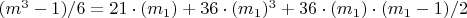 $(m^3-1)/6=21\cdot(m_1)+36\cdot(m_1)^3+36\cdot(m_1) \cdot(m_1-1)/2$