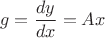$$g=\frac{dy}{dx}=Ax$$