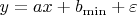 $y=a x + b_{\min}+\varepsilon$