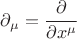 $\partial_\mu=\cfrac{\partial}{\partial x^\mu}$