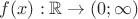 $f(x): \mathbb{R}\rightarrow(0;\infty)$