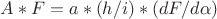 $A*F=a*(h/i)*(dF/d\alpha)$