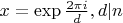 $x=\exp\frac{2\pi i}{d}, d|n$