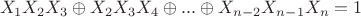 \[{X_1}{X_2}{X_3} \oplus {X_2}{X_3}{X_4} \oplus ... \oplus {X_{n - 2}}{X_{n - 1}}{X_n} = 1\]