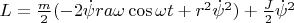 $L=\frac{m}{2}(-2\dot \psi ra\omega\cos\omega t+r^2\dot\psi^2)+\frac{J}{2}\dot\psi^2$
