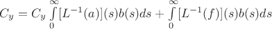 $C_y = C_y\int \limits _0^{\infty }[L^{-1}(a)](s)b(s)ds + \int \limits _0^{\infty }[L^{-1}(f)](s)b(s)ds$