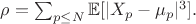 $ \rho = \sum_{p \leq N} \mathbb{E}[|X_p - \mu_p|^3]. $
