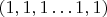 $ (1, 1, 1 \dots 1, 1)$