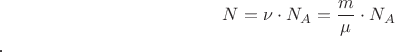 $${N}={\nu}\cdot{N}_{A}=\dfrac{m}{\mu}\cdot{N}_{A}$$.