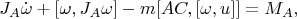 $$J_A\dot\omega+[\omega,J_A\omega]-m[AC,[\omega,u]]=M_A,$$