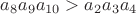 $a_8a_9a_{10}>a_2a_3a_4$