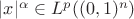 $|x|^\alpha \in L^p ( (0,1)^n)$