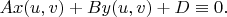 $Ax(u,v)+By(u,v)+D\equiv 0.$