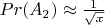 $Pr(A_2) \approx \frac {1}{\sqrt {x}}$