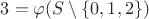 $3=\varphi(S\setminus\{0,1,2\})$