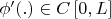 \phi'(.) \in C\left[ 0,L \right]