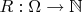 $R: \Omega \to \mathbb{N}$