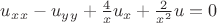 $u_x_x-u_y_y+\frac{4}{x} u_x + \frac{2}{x^2} u=0$