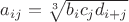 $a_{ij} = \sqrt[3]{b_{i} c_{j} d_{i+j}}$