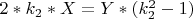 $ 2*k_2*X=Y*(k_2^2 - 1) $