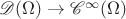 $\mathscr{D}(\Omega)\rightarrow\mathscr{C}^\infty(\Omega)$