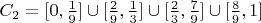 $C_2=[0,\frac 19]\cup[\frac 29,\frac 13]\cup[\frac 23,\frac 79]\cup[\frac 89,1]$