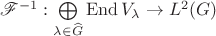 $\mathscr F^{-1}:\bigoplus\limits_{\lambda\in\widehat G}\operatorname{End}V_\lambda\to L^2(G)$ $\mathscr F^{-1}:\bigoplus\limits_{\lambda\in\widehat G}\operatorname{End}V_\lambda\to L^2(G)$