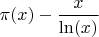 $\pi(x)-\dfrac{x}{\ln(x)}$