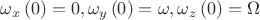 $
\omega_x\left(0\right) = 0, 
\omega_y\left(0\right) = \omega, 
\omega_z\left(0\right) = \Omega$