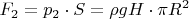 $\displaystyle F_2=p_2\cdot S=\rho  g H \cdot \pi R^2$