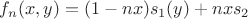 $f_n(x,y)=(1-nx)s_1(y)+nxs_2$