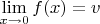 $\lim\limits_{x\to0}f(x)=v$