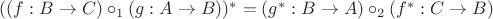 $((f:B \to C) \circ_1 (g:A \to B))^*=(g^* :B \to A) \circ_2 (f^*:C \to B)$