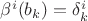 $\beta^i(b_k)=\delta^i_k$