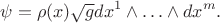 $$\psi=\rho(x)\sqrt{g}dx^1\wedge\ldots \wedge dx^m.$$