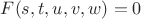 $F(s,t,u,v,w)=0$