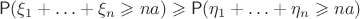 $$ \mathsf P(\xi_1+\ldots+\xi_n \geqslant na) \geqslant \mathsf P(\eta_1+\ldots+\eta_n \geqslant na)$$