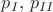 $p_I,\,p_{II}$ $p_I,\,p_{II}$