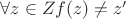 $\forall z\in Z f(z)\neq z'$