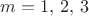 $m=1,\,2,\,3$ $m=1,\,2,\,3$
