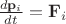$\frac{d\mathbf p_i}{dt}=\mathbf F_i$