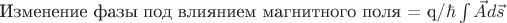 Изменение фазы под влиянием магнитного поля = q/\hbar \int\limits\vec{A}d\vec{s}